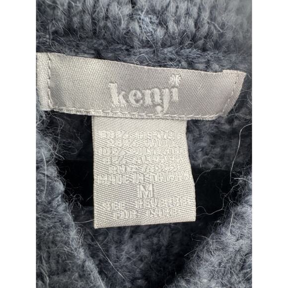 Kenji Womens Medium Blue Wool Alpaca Blend Hooded Cable Knit Sweater #5746 - Picture 10 of 12